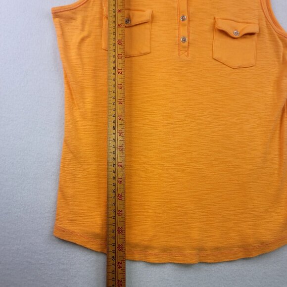Liz Claiborne Womens Orange Henley Tank Top Two Front Button Pockets Medium - Picture 5 of 7
